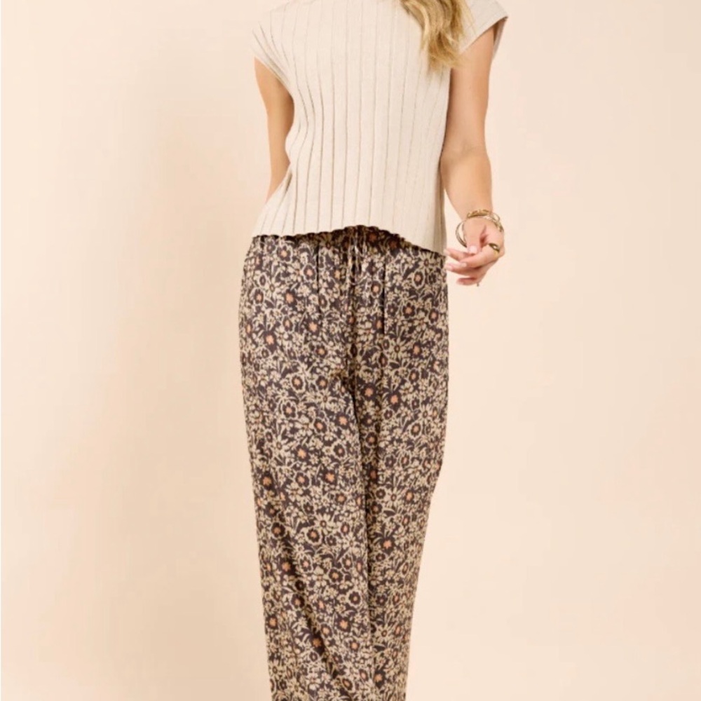 Sadie & Sage Patterned Wide Leg Pants - Brown and Cream